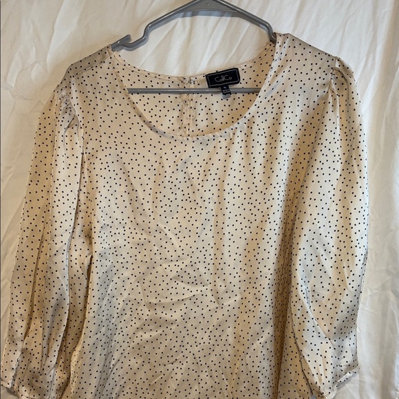 Cato Tops - Cato Beige and Black Dotted Blouse
